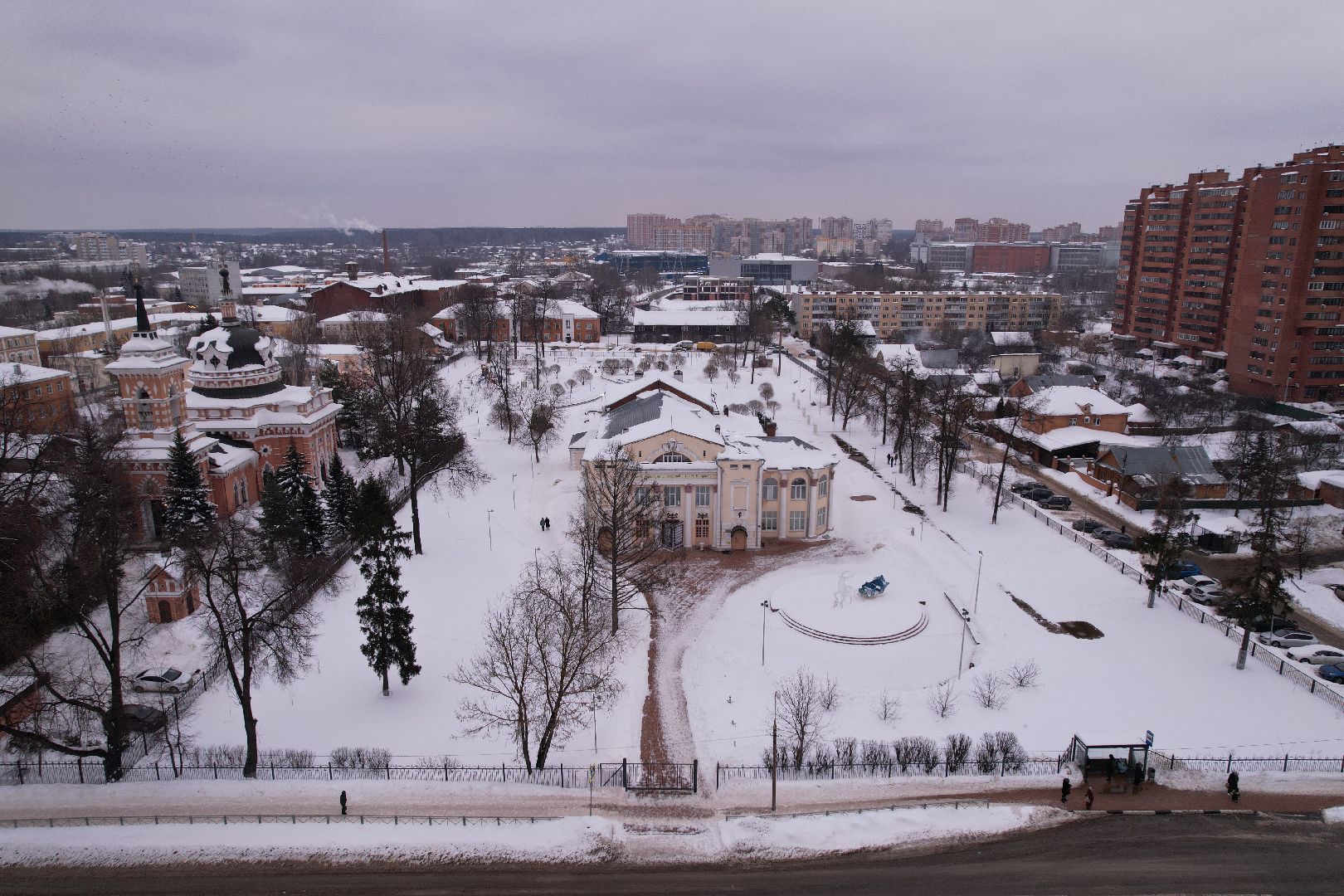 видео с коптера, пушкино, школа,