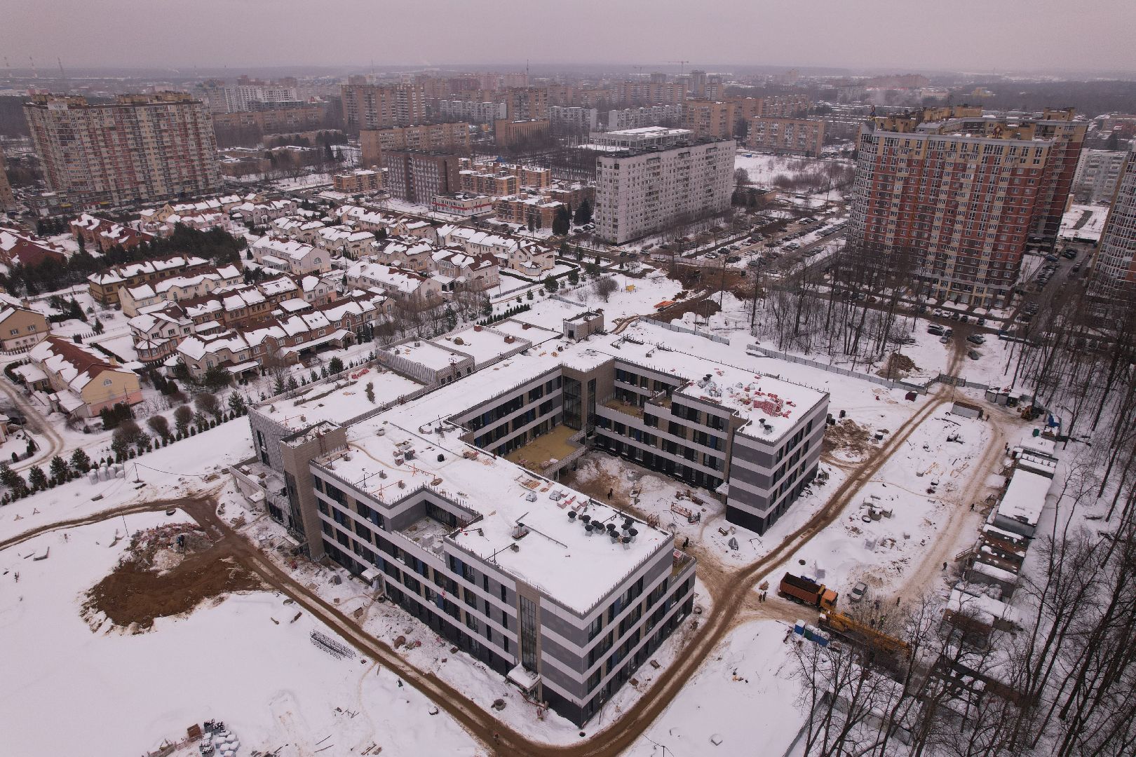 видео с коптера, школа, ступино,