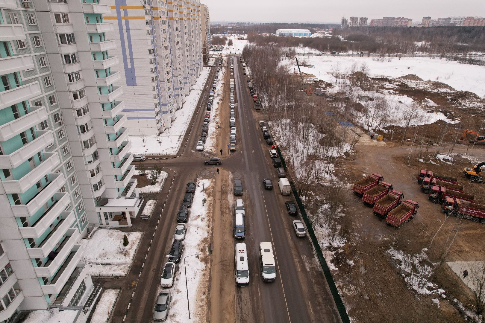 видео с коптера, дорога, балашиха,