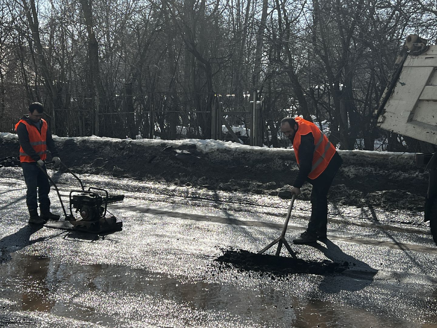 Солнечногорск, ямочный ремонт, дороги, ремонт дороги, рабочие,