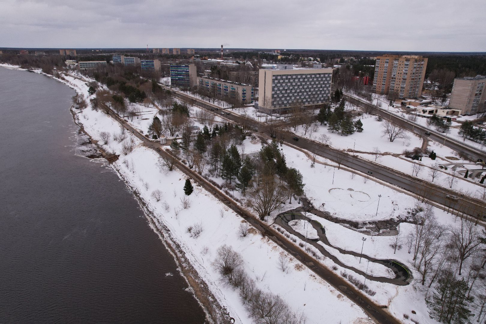 видео с коптера, дубна, строительство,