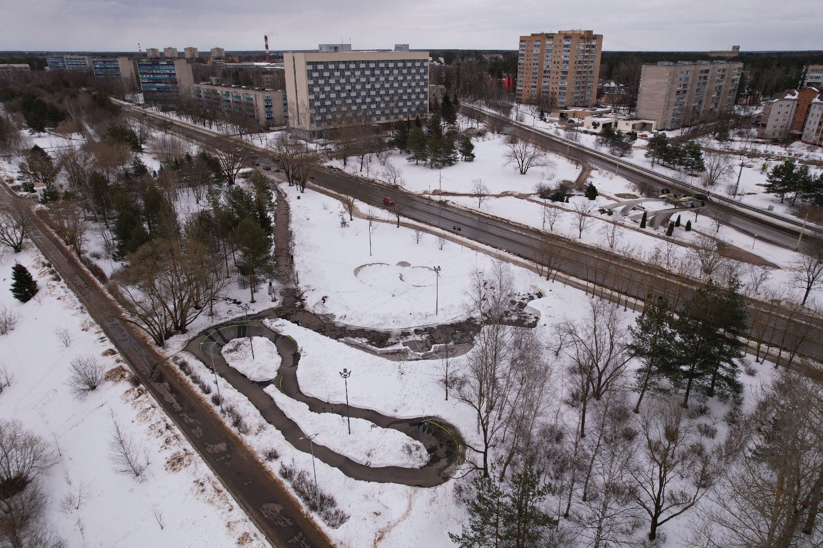 видео с коптера, дубна, строительство,