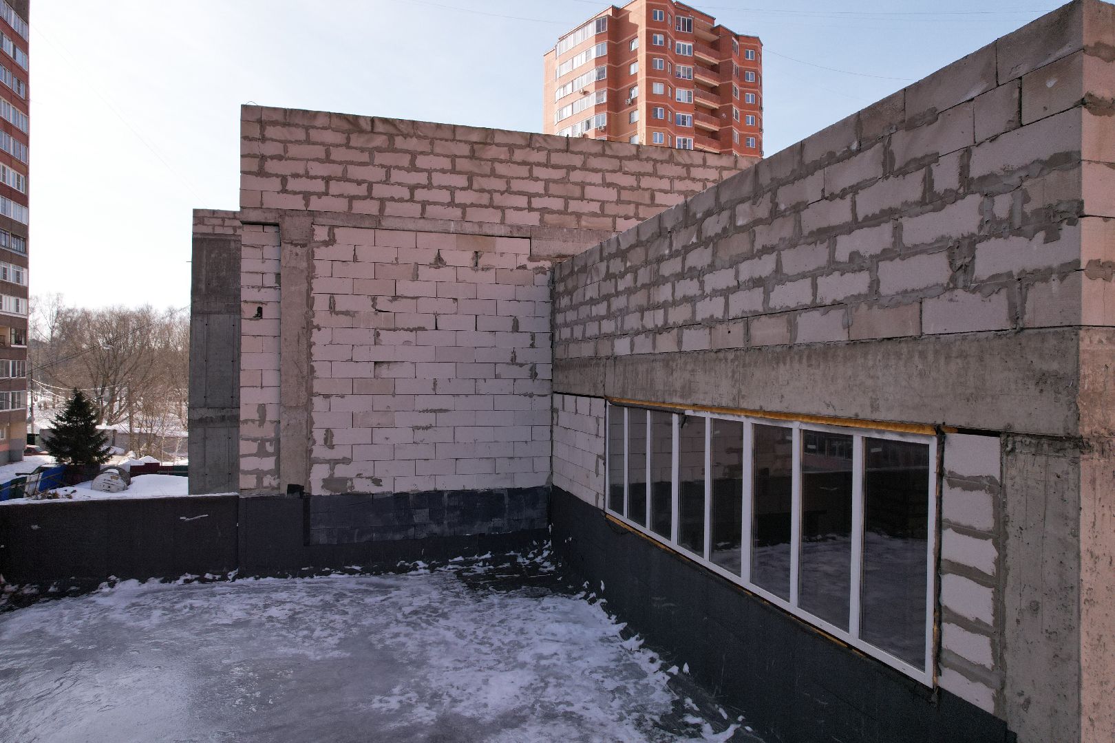 видео с коптера, лобня, строительство, детский сад,