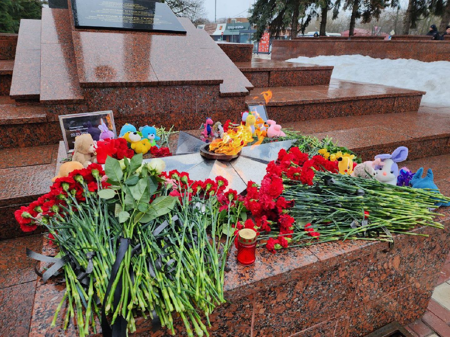 чехов, день траура, возложение цветов, минута молчания, жители,теракт,