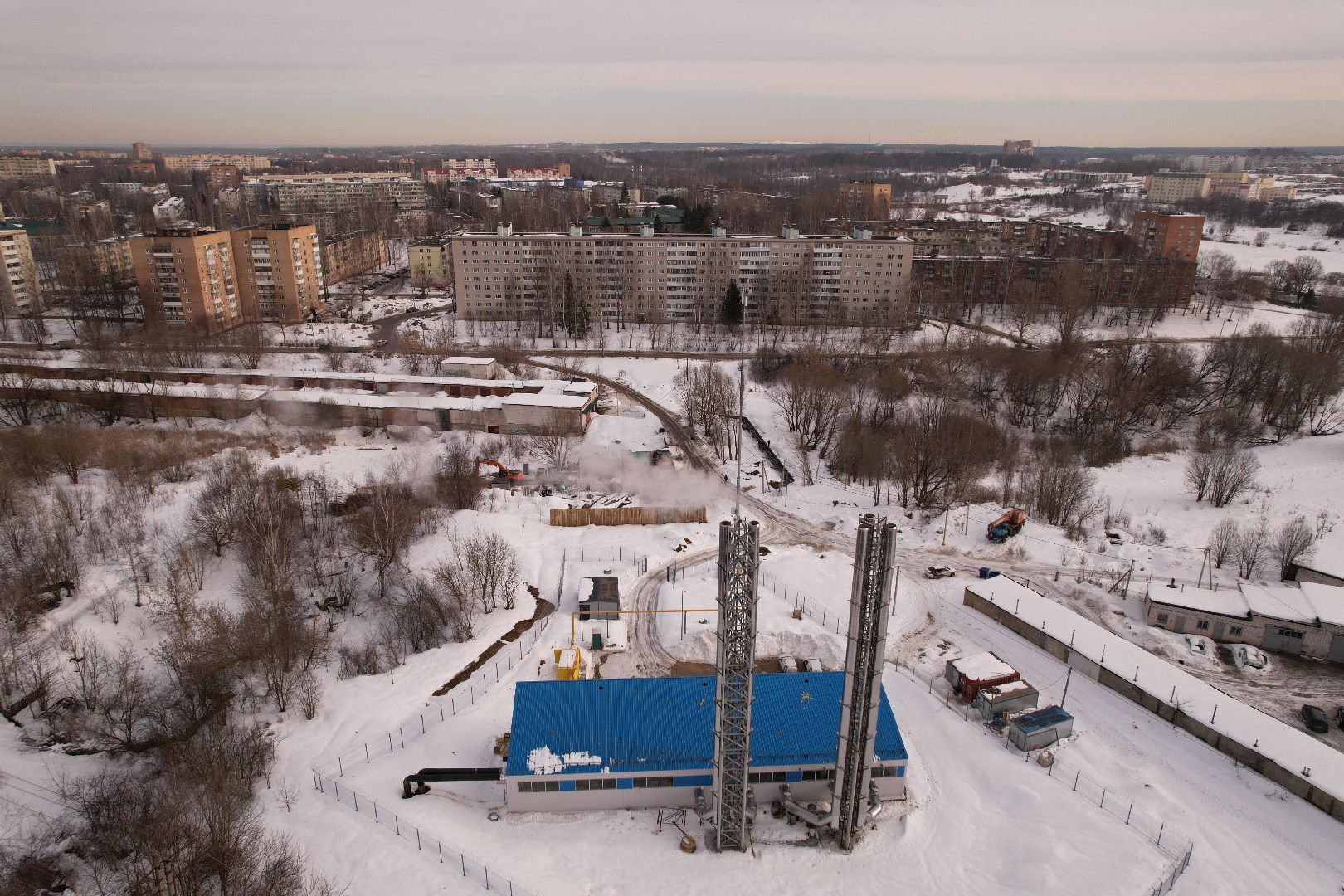 видео с коптера, котельная, клин,