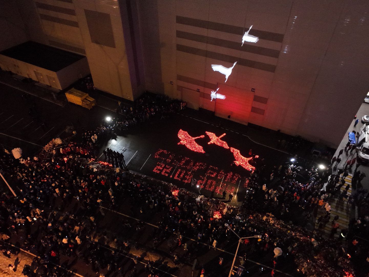 видео с коптера, Красногорск, траур, чп, акция,теракт,