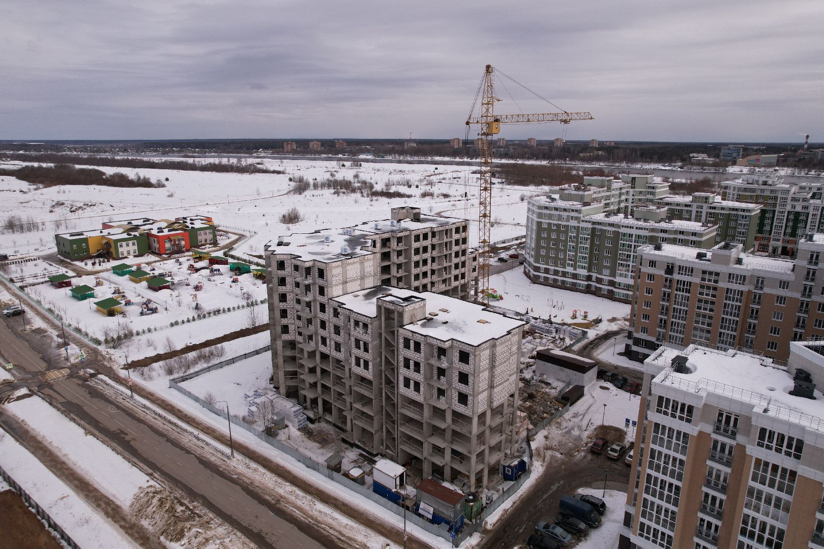 видео с коптера, дом, дубна,
