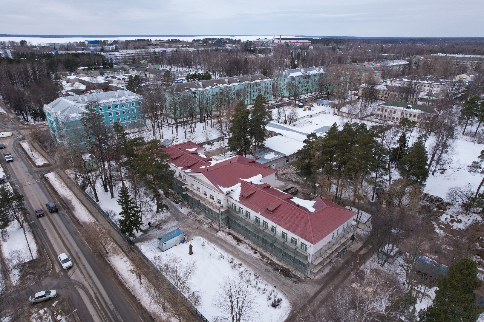 видео с коптера, школа, дубна,