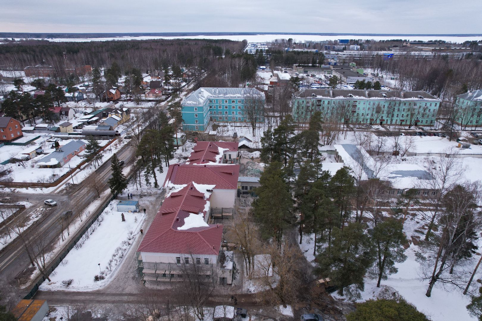 видео с коптера, школа, дубна,