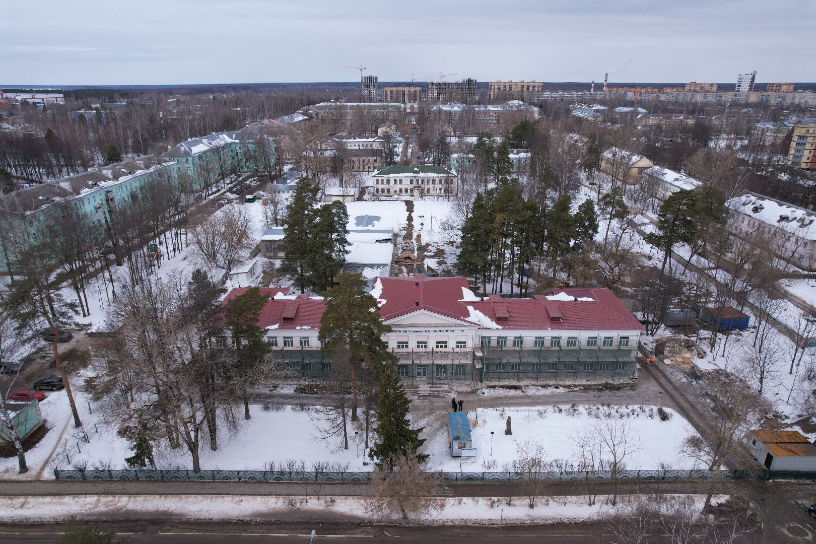 видео с коптера, школа, дубна,