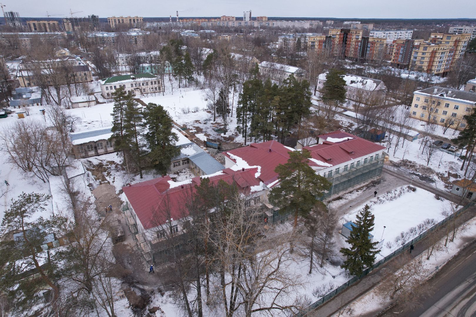 видео с коптера, школа, дубна,