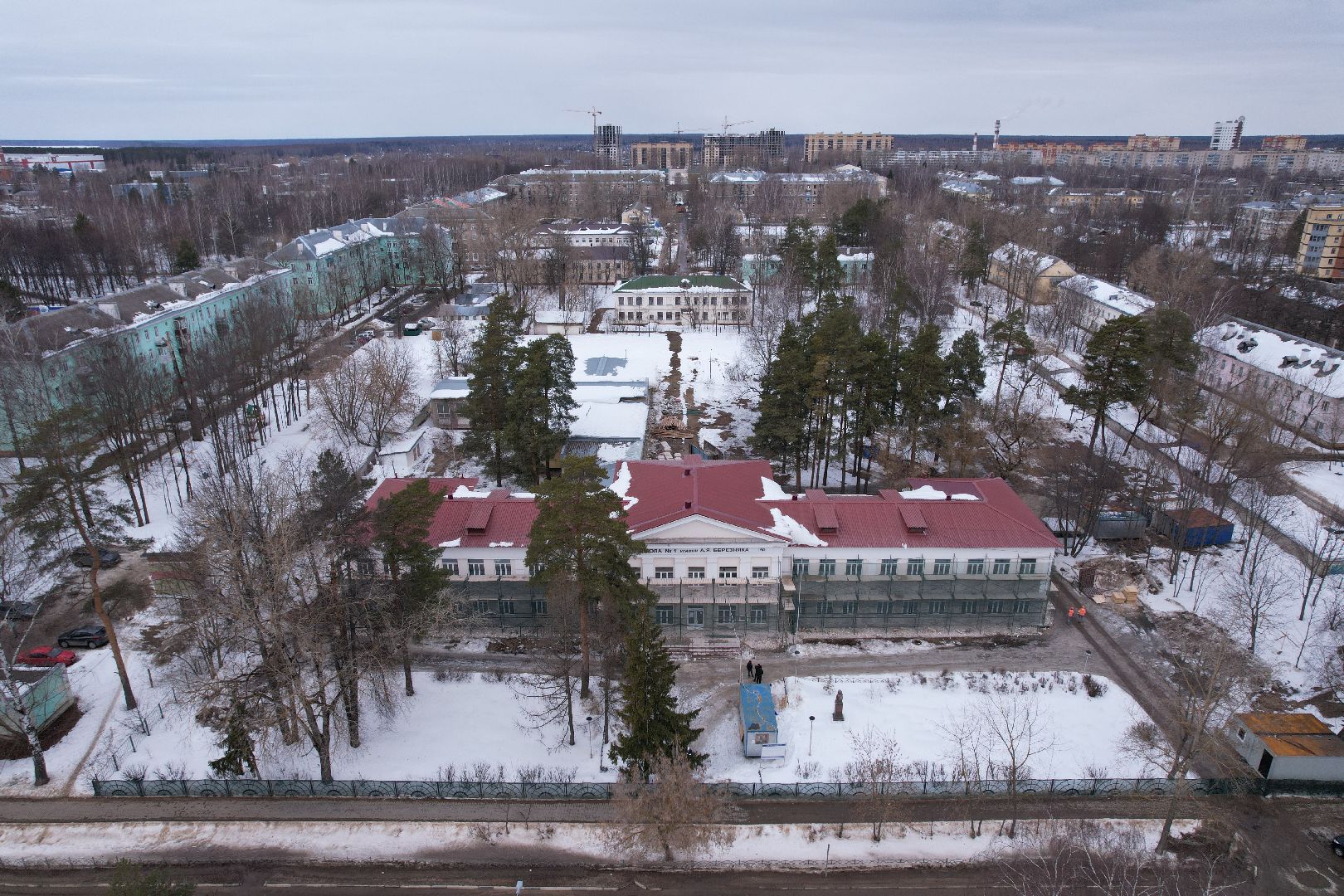 видео с коптера, школа, дубна,