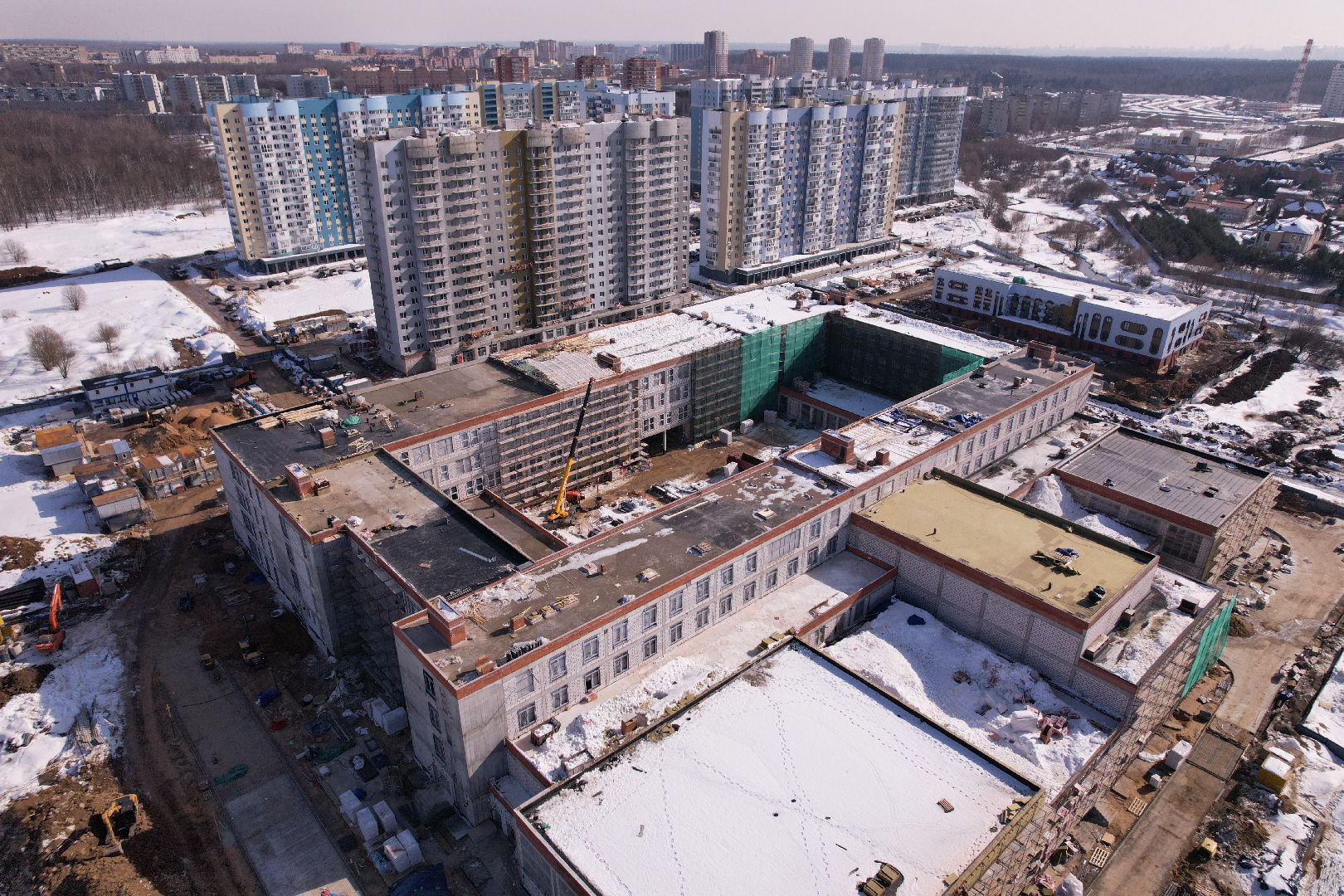 видео с коптера, Лобня, центр образования,