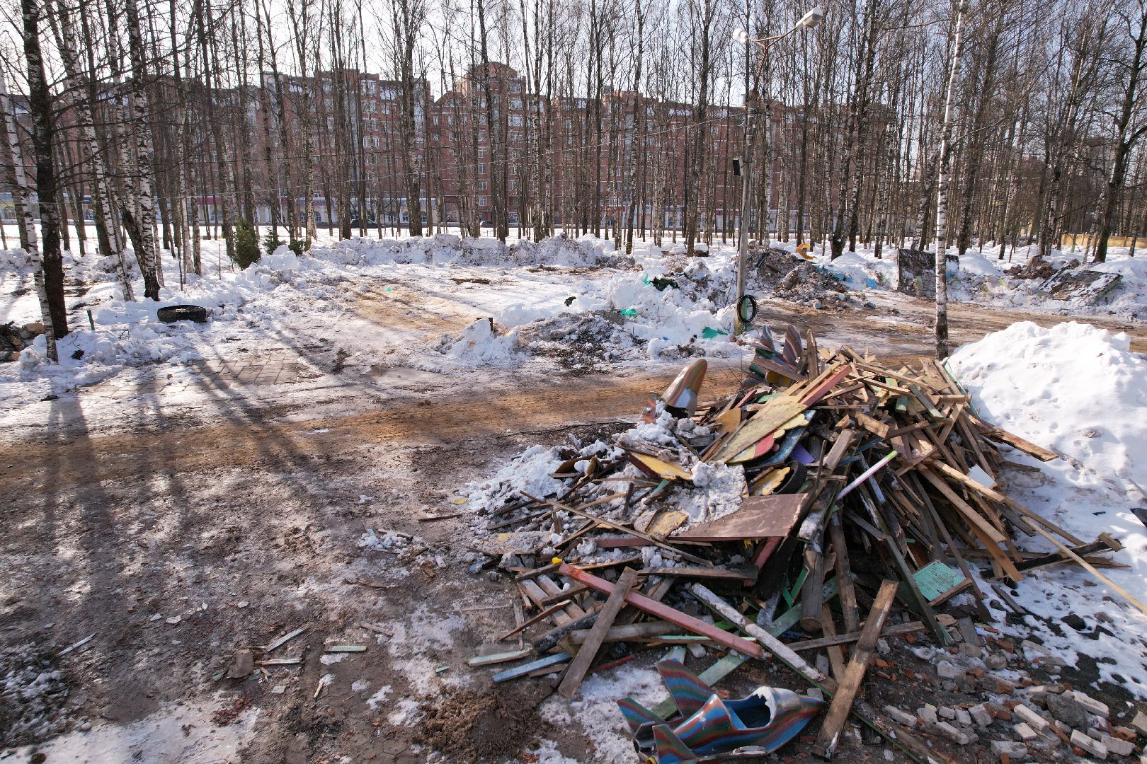 видео с коптера, лобня, парк, благоустройство,