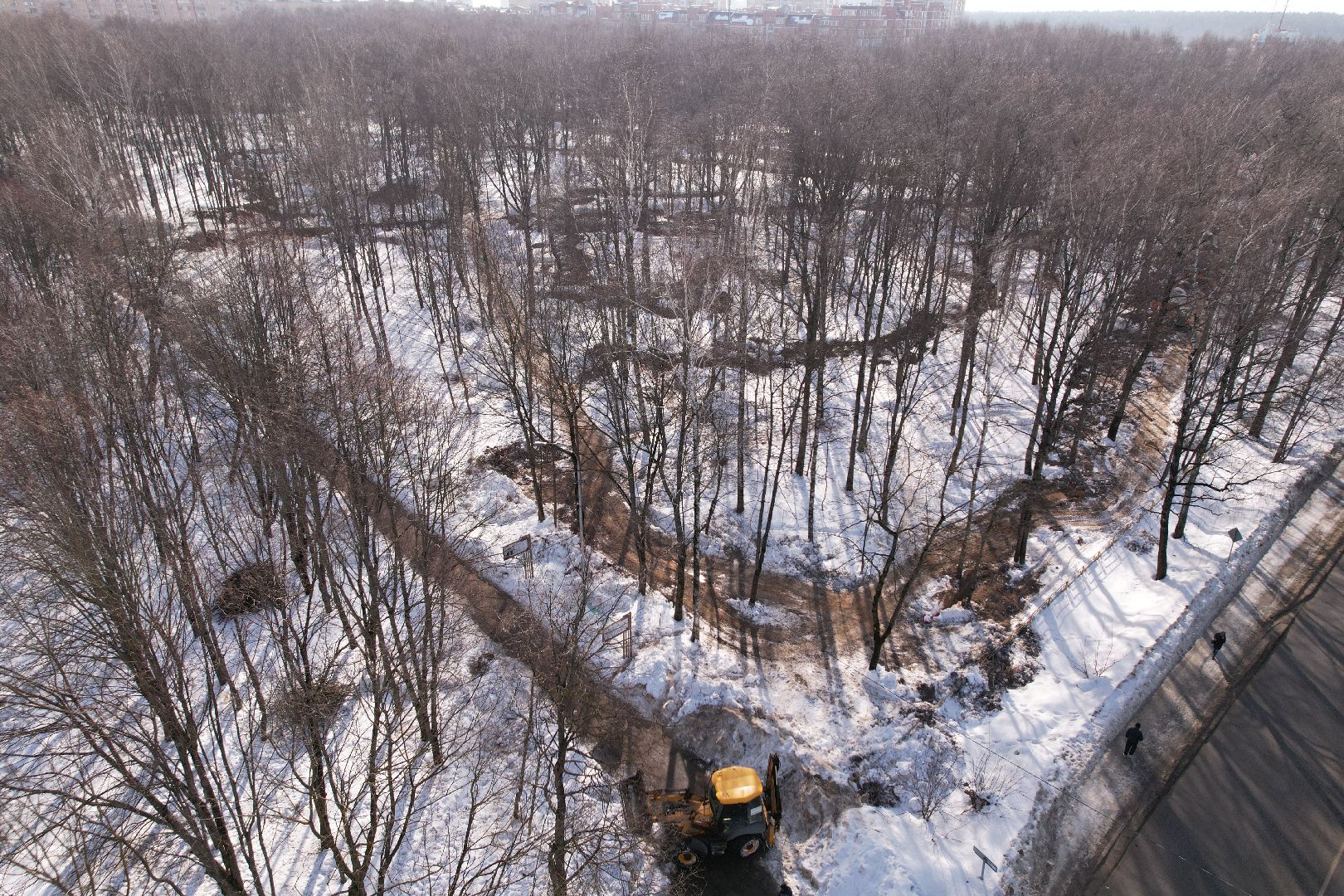 видео с коптера, лобня, парк, благоустройство,