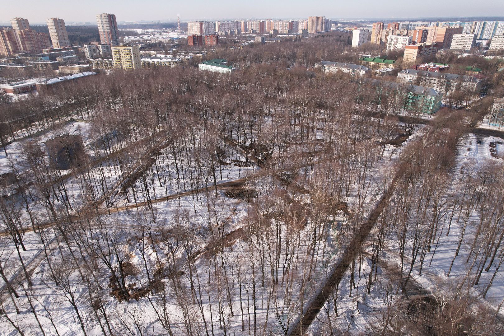 видео с коптера, лобня, парк, благоустройство,