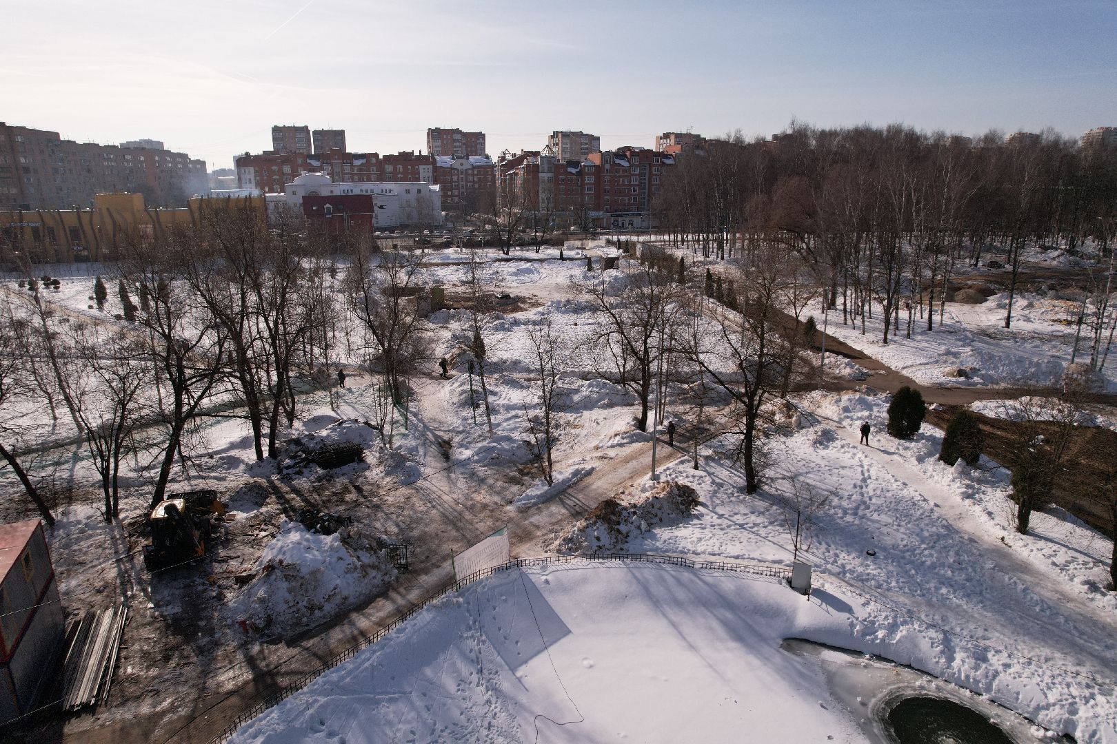 видео с коптера, лобня, парк, благоустройство,