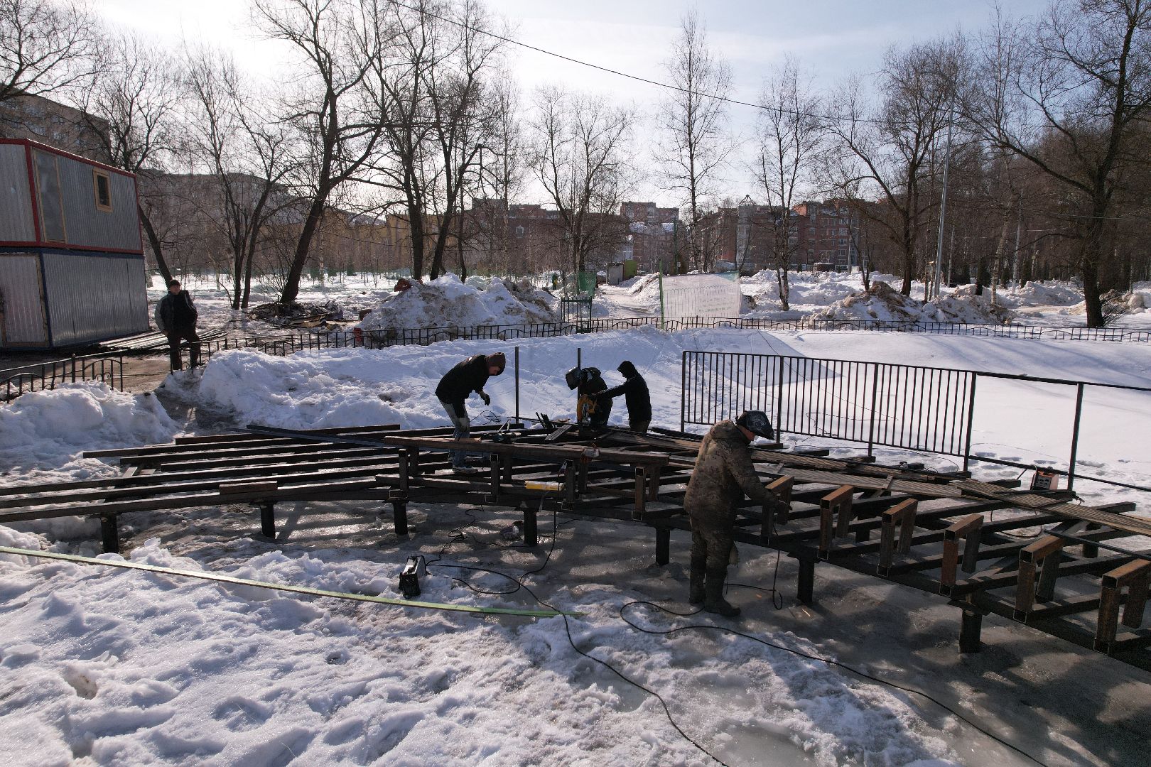видео с коптера, лобня, парк, благоустройство,