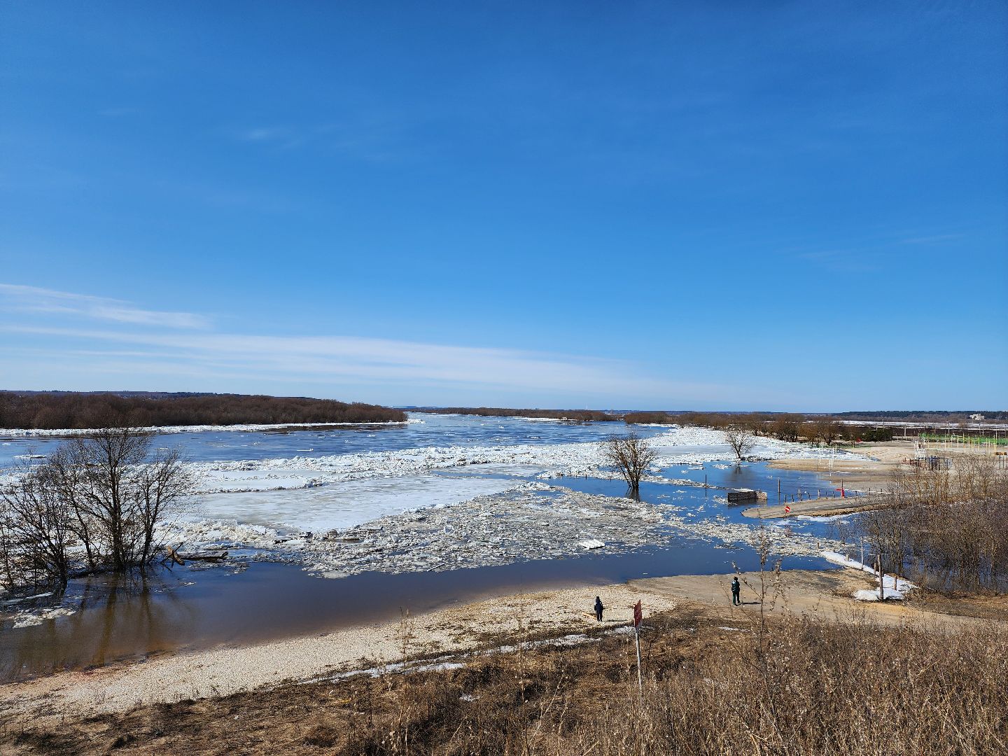серпухов, подмосковье, паводок, река ока, станция ока, разлив, ледоход,
