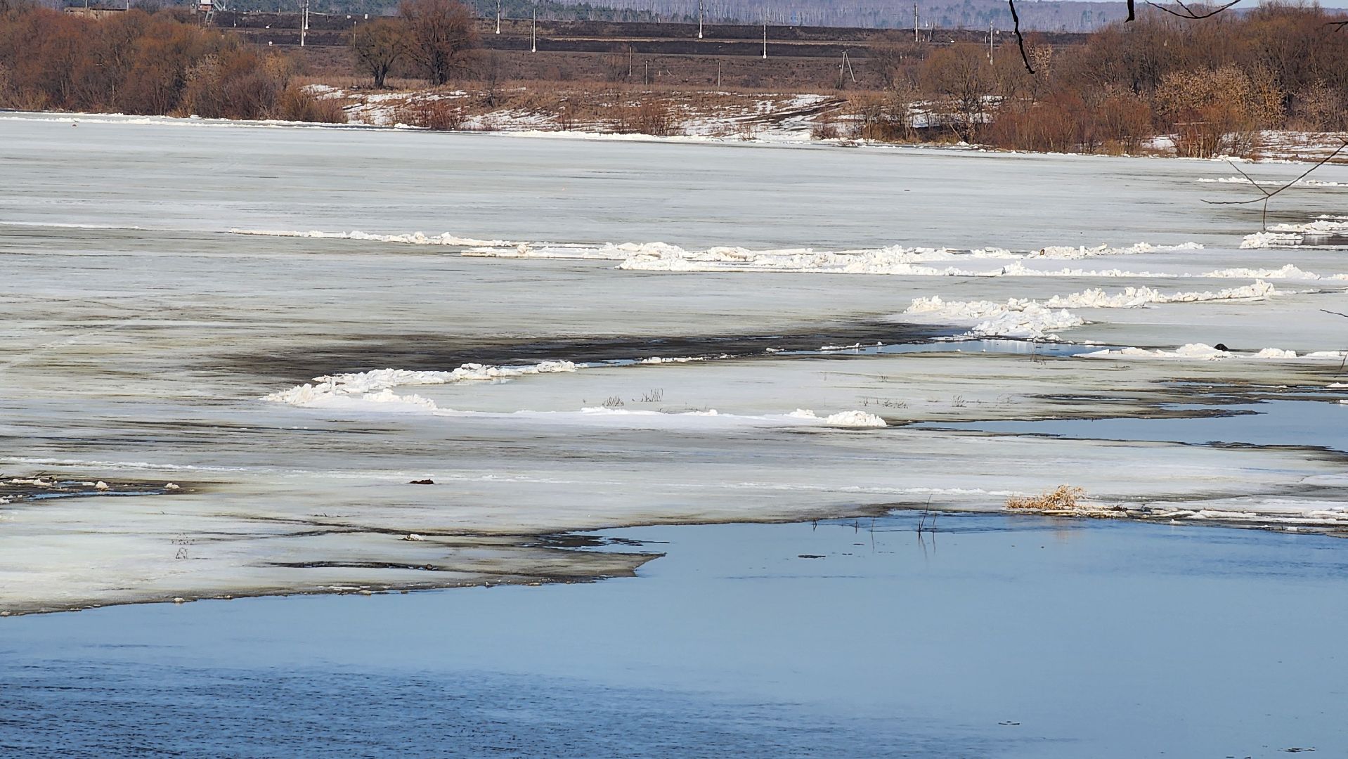 кашира, ока, набережная, ледоход, паводок, начало паводка,