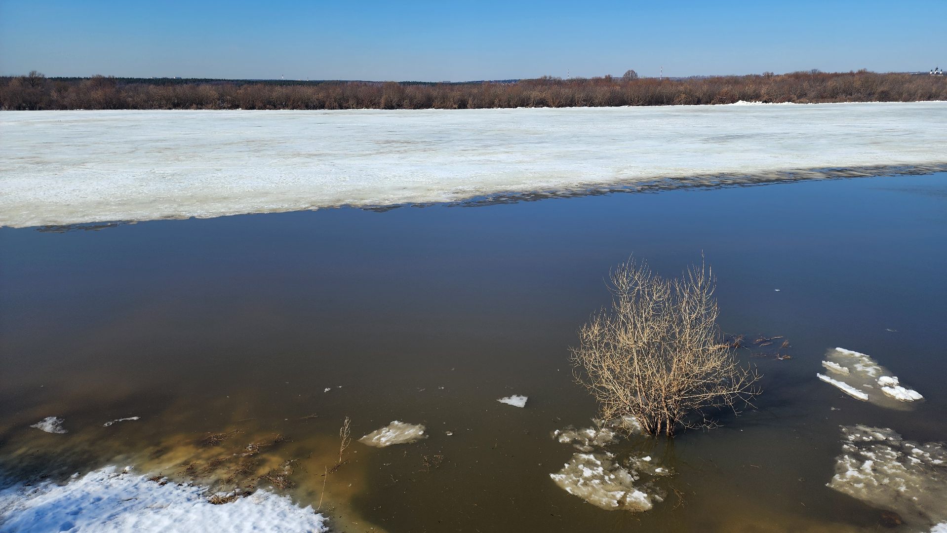 кашира, ока, набережная, ледоход, паводок, начало паводка,