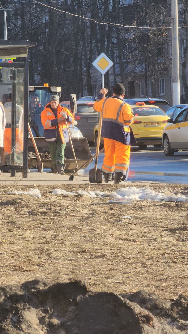 долгопрудный, субботник, Дирижабельная, дорожные службы, остановки,