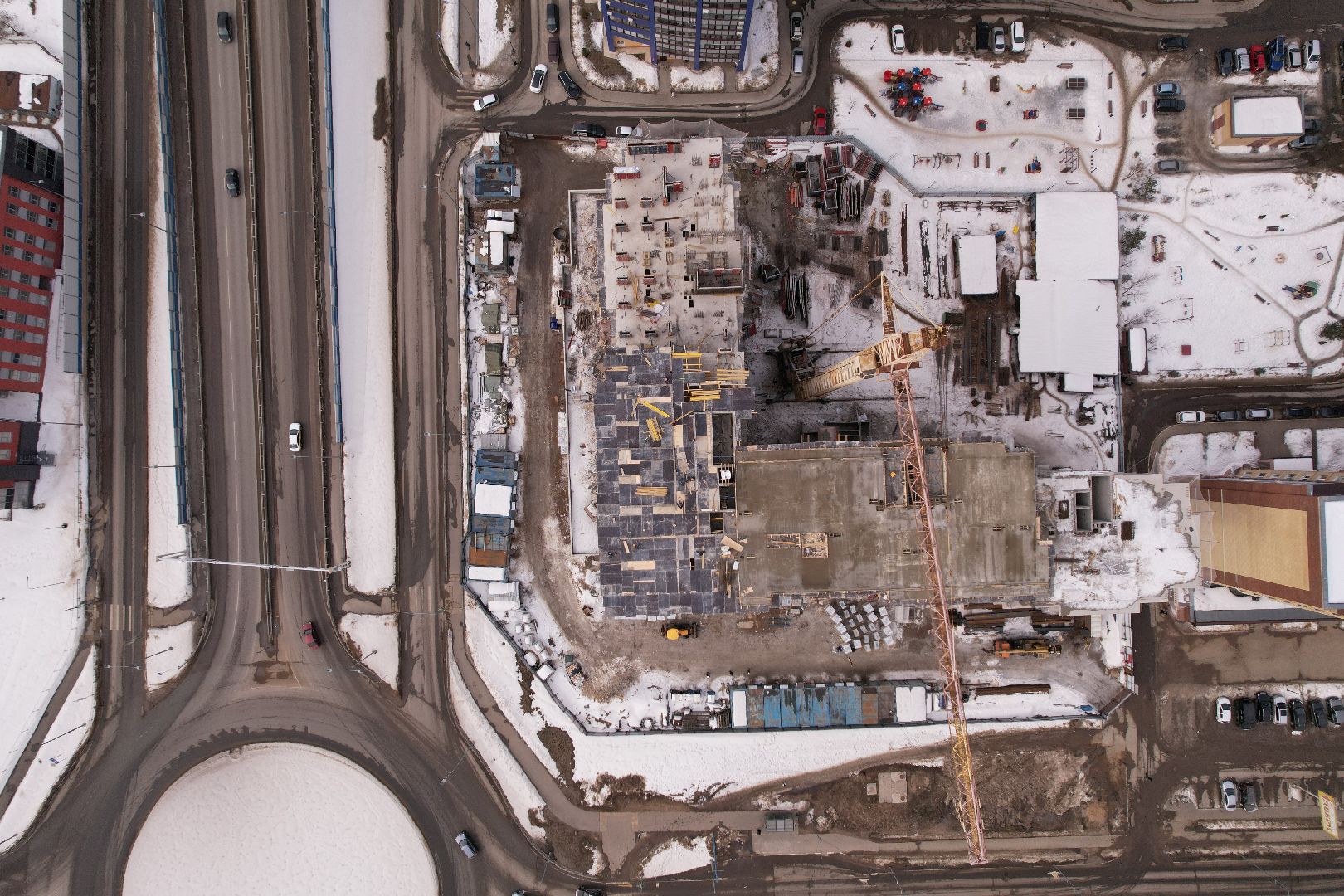 видео с коптера, дубна, строительство,