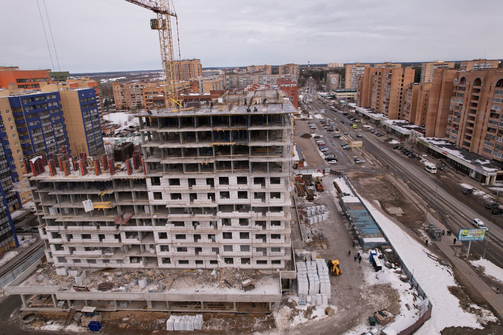 видео с коптера, дубна, строительство,