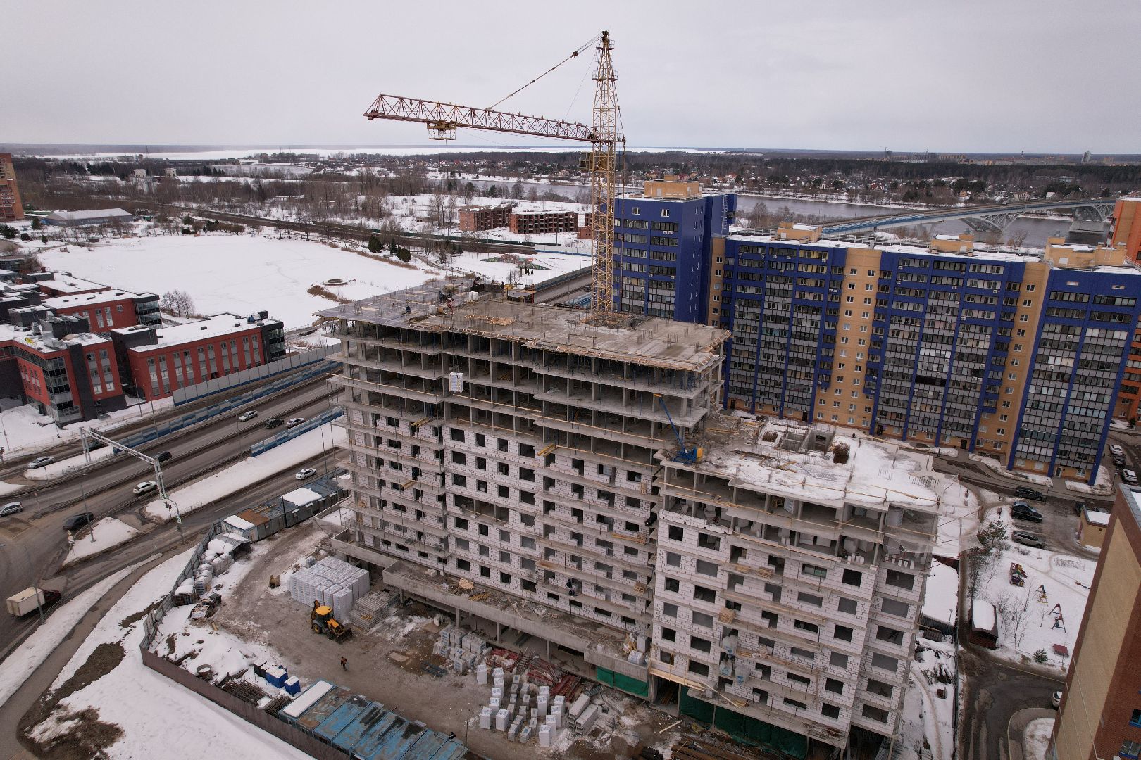 видео с коптера, дубна, строительство,