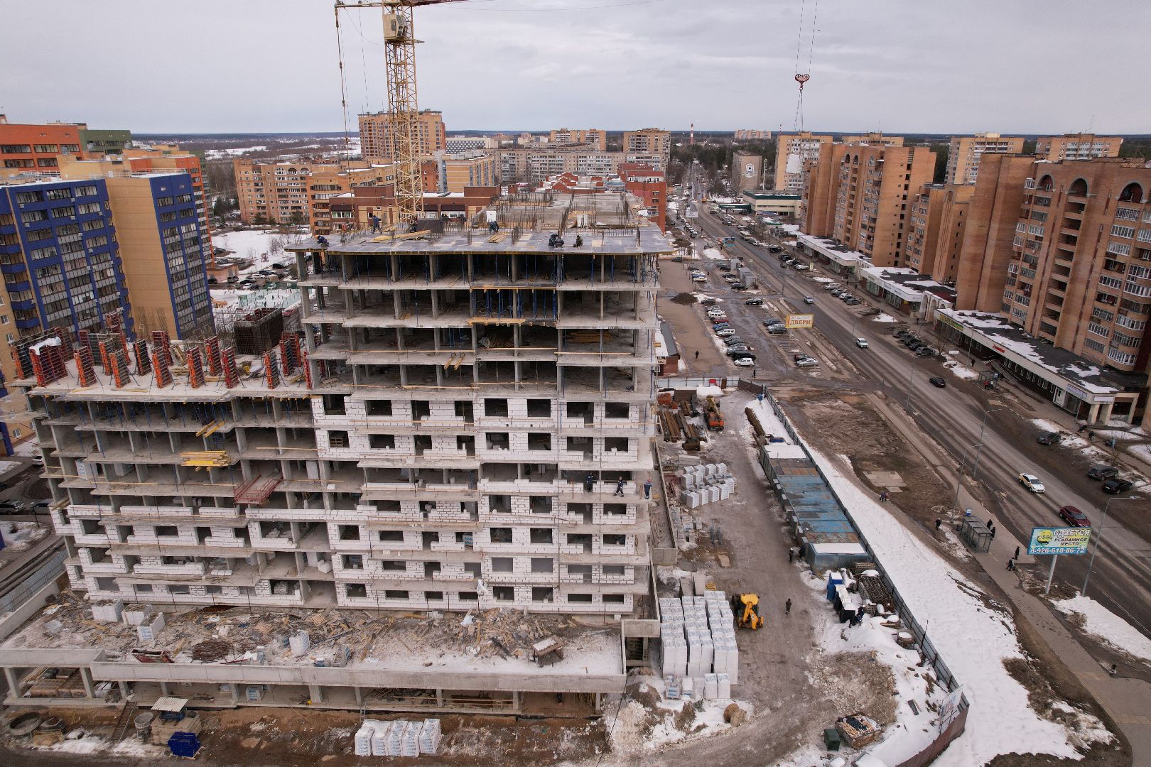 видео с коптера, дубна, строительство,