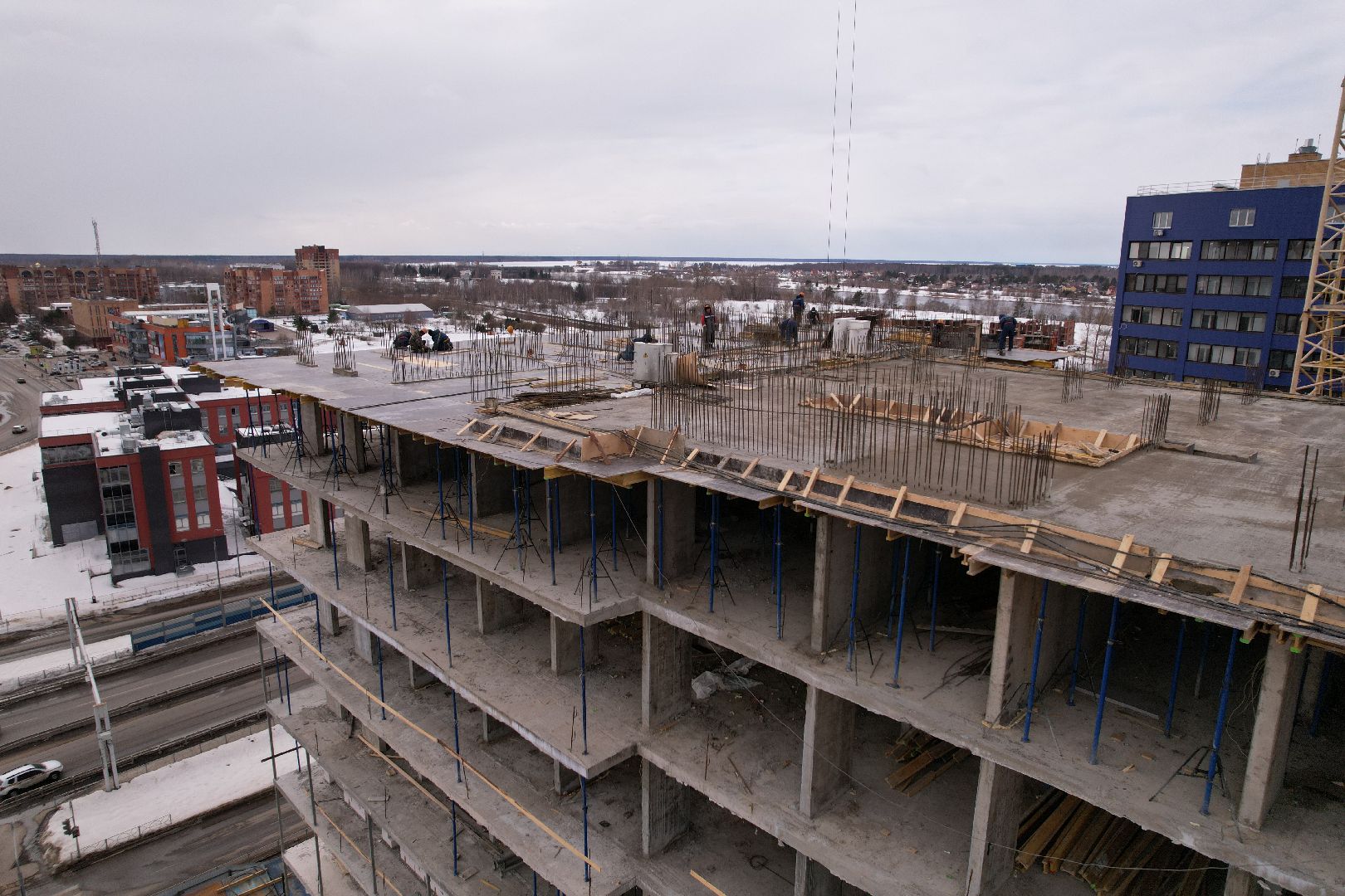 видео с коптера, дубна, строительство,