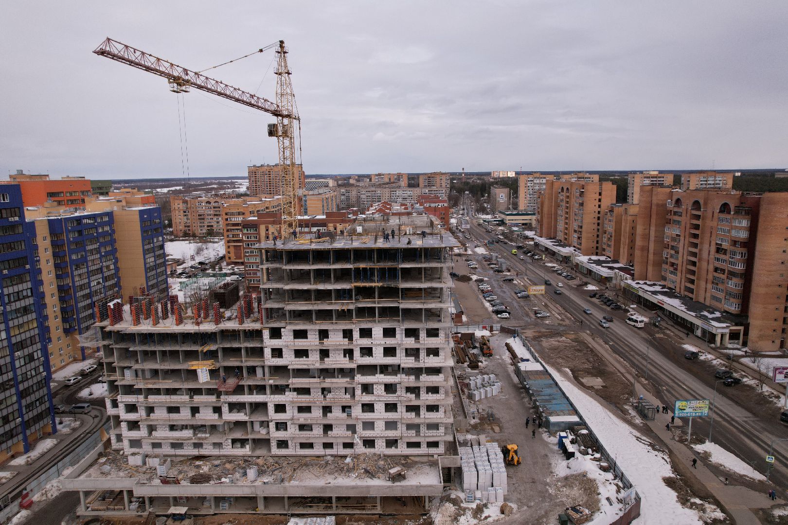 видео с коптера, дубна, строительство,