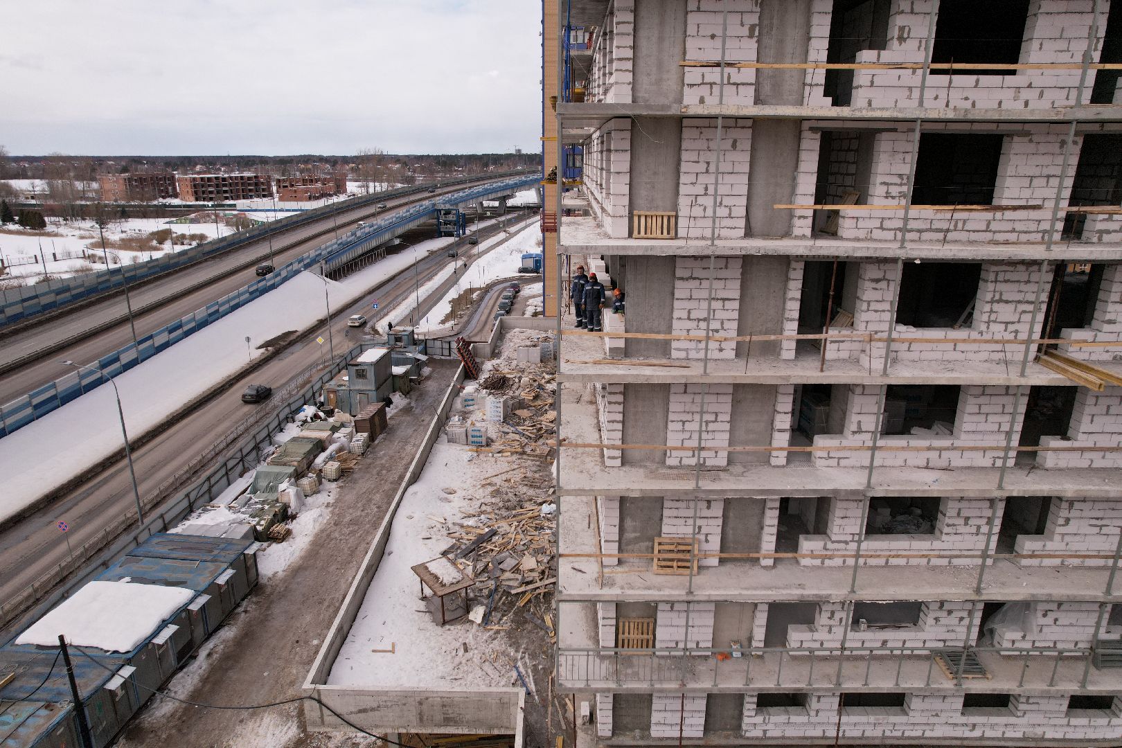 видео с коптера, дубна, строительство,