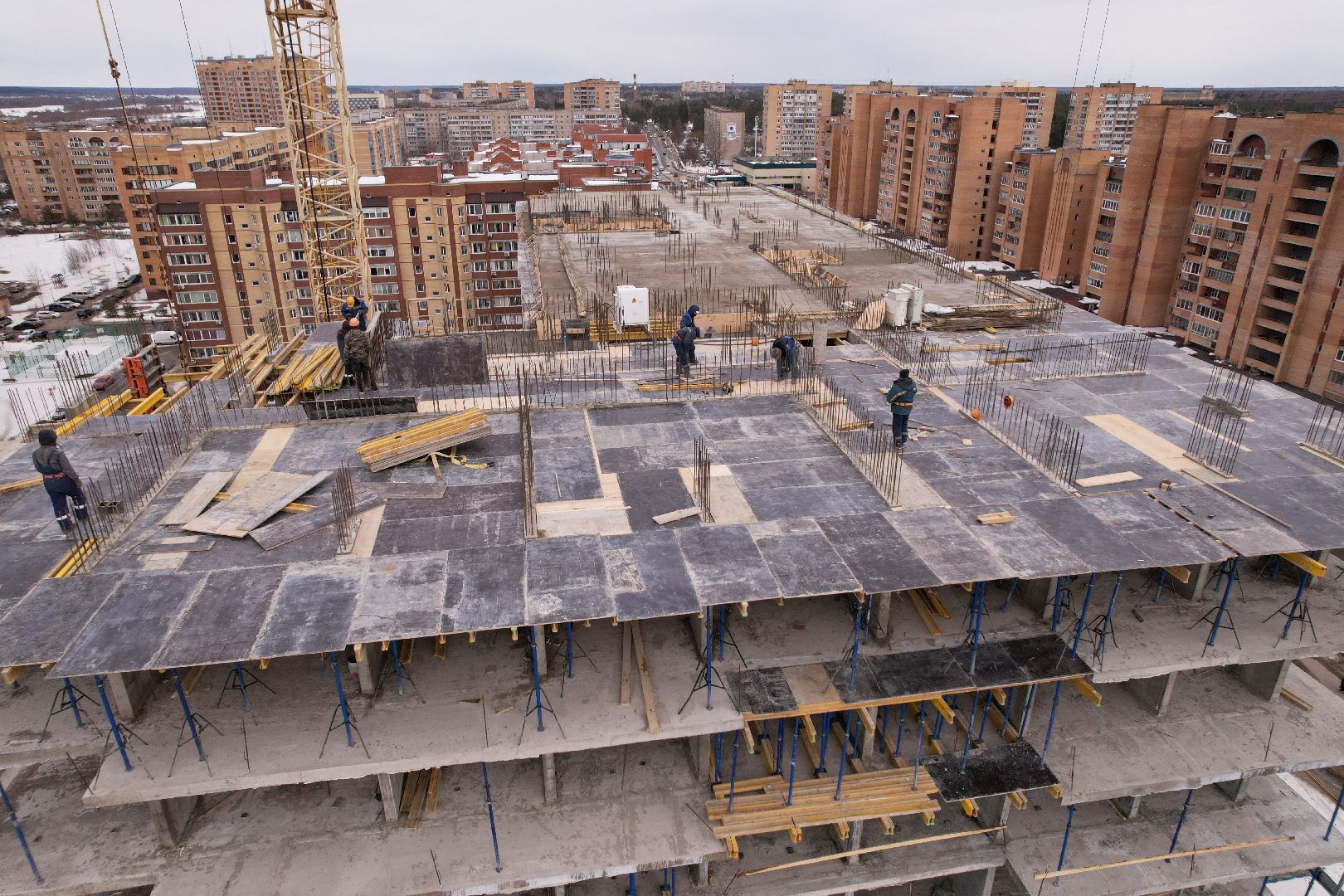 видео с коптера, дубна, строительство,