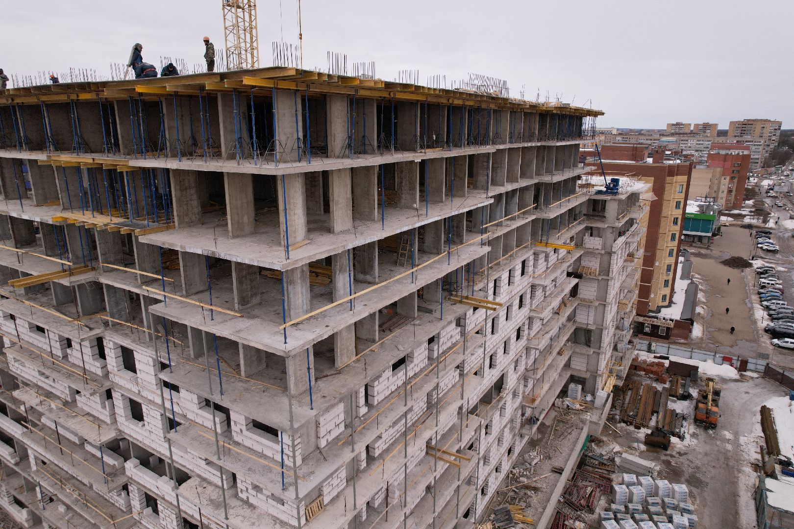 видео с коптера, дубна, строительство,