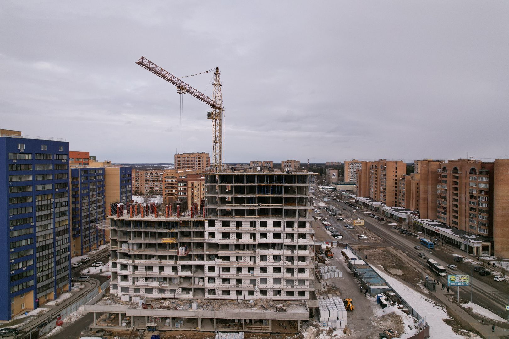 видео с коптера, дубна, строительство,