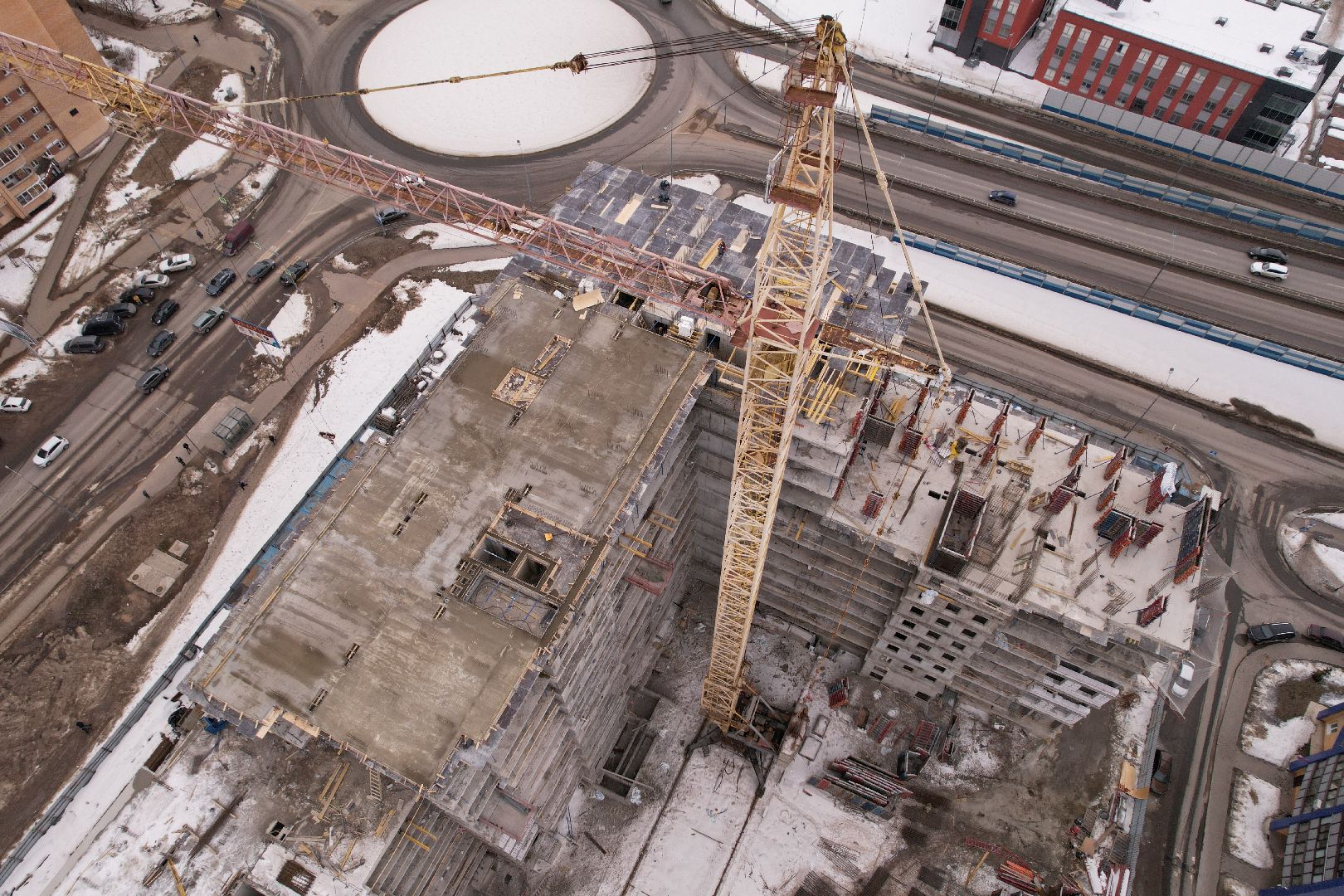 видео с коптера, дубна, строительство,