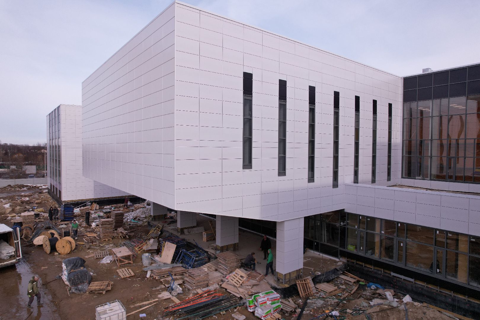 видео с коптера, щёлково, строительство, школа,