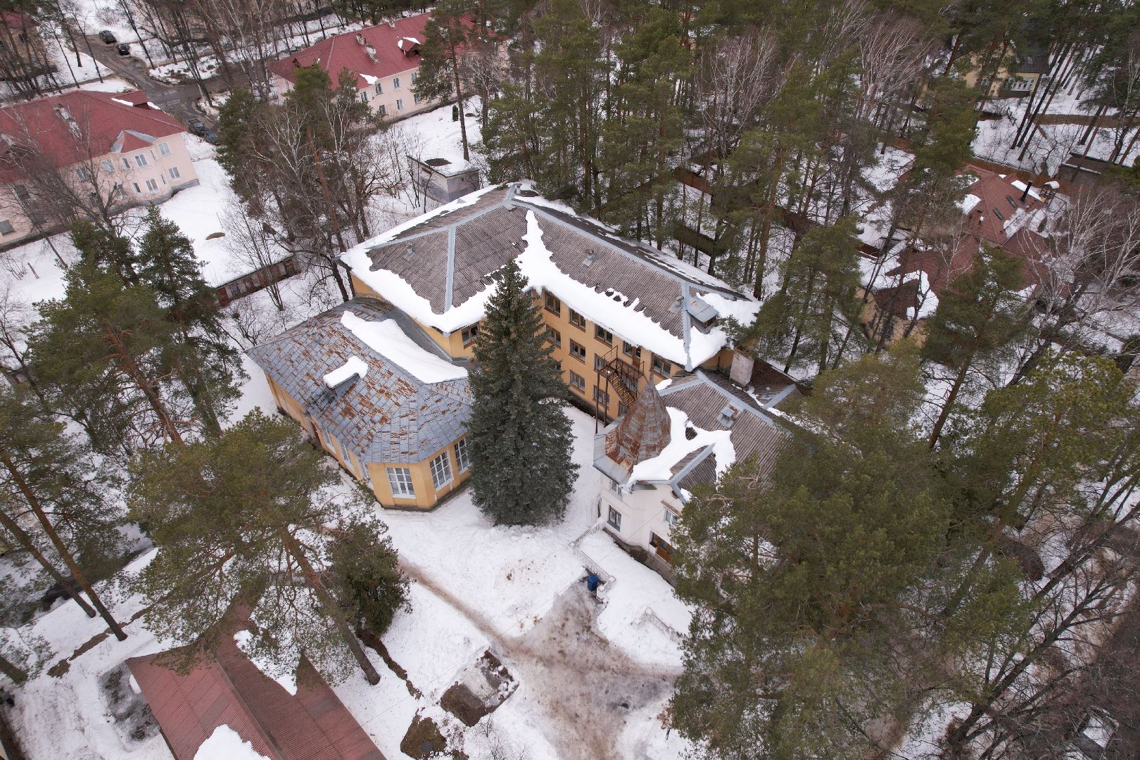 видео с коптера, школа, дубна,