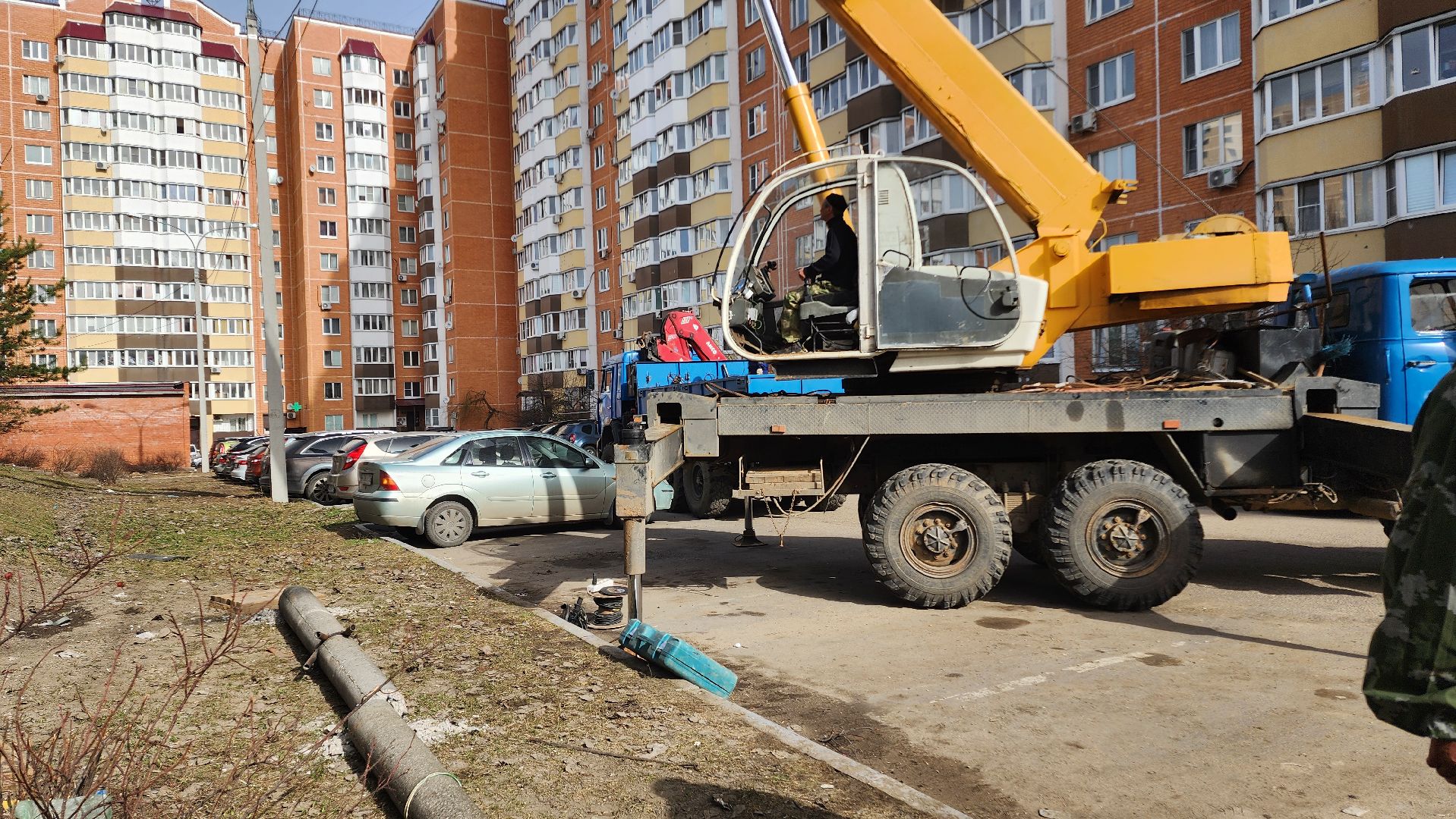 благоуйстройство, Домодедово, Подмосковье, Опора ЛЭП, демонтажные работы,