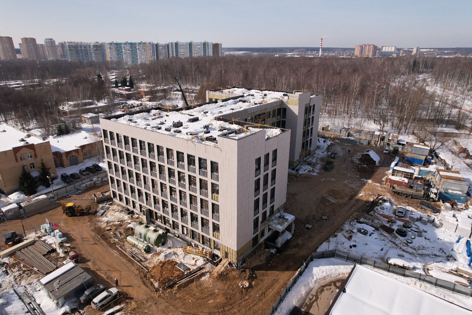 видео с коптера, поликлиника, медицина, лобня,