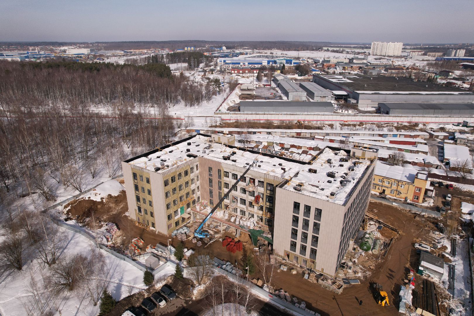 видео с коптера, поликлиника, медицина, лобня,