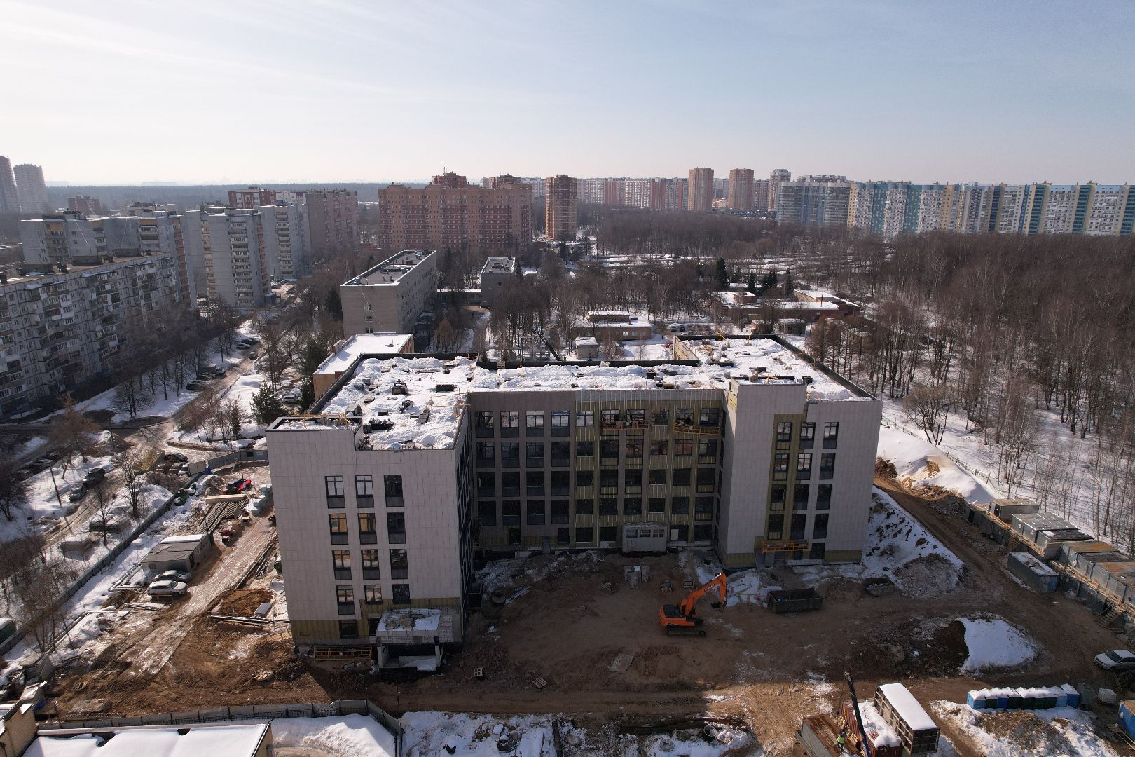 видео с коптера, поликлиника, медицина, лобня,