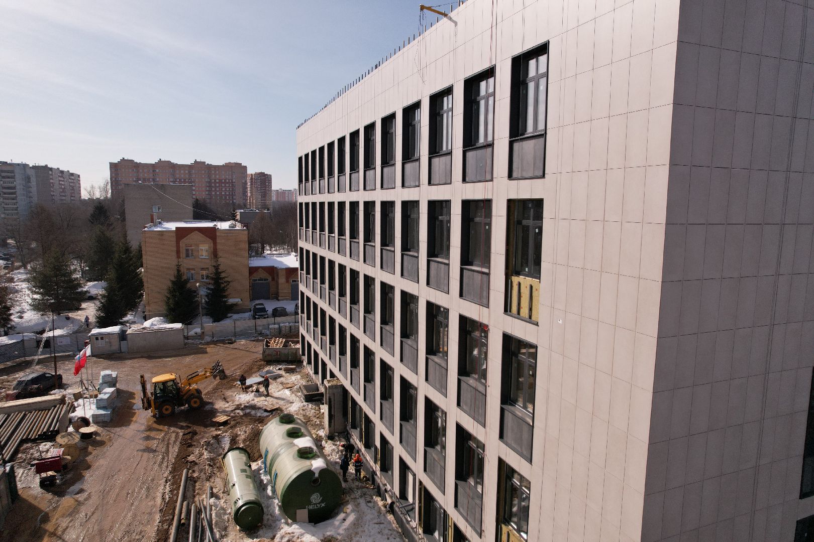 видео с коптера, поликлиника, медицина, лобня,