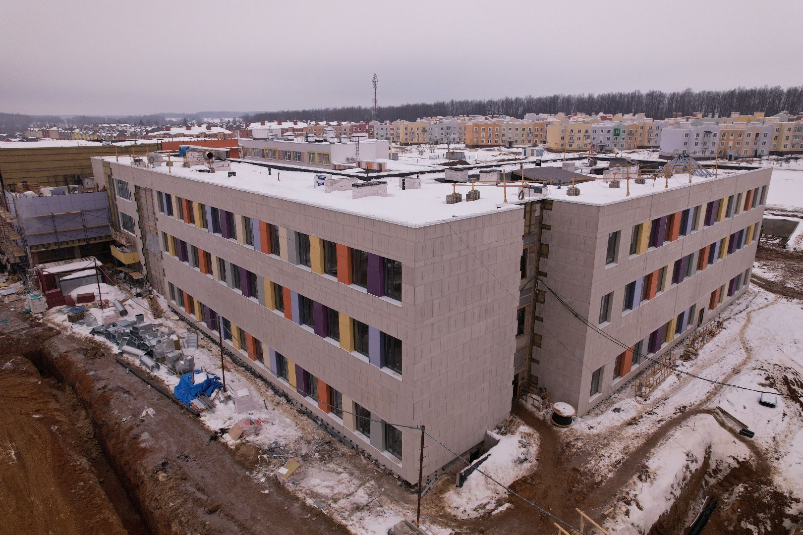 видео с коптера, фасад, школа, ступино,