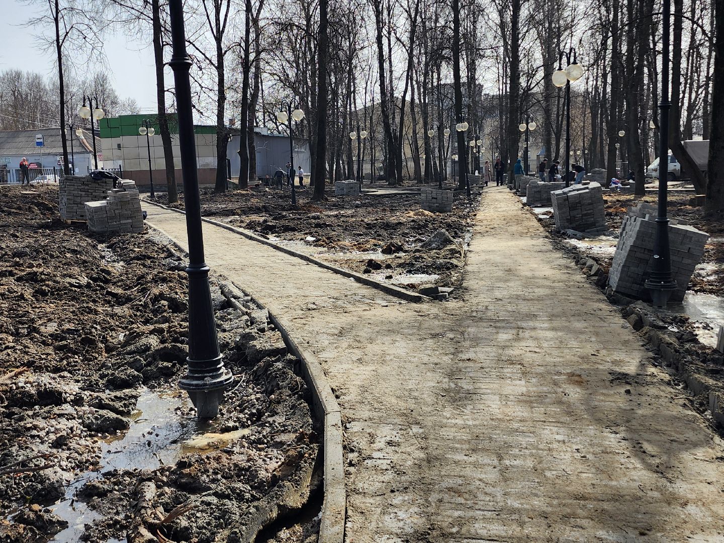 серпухов, сквер на северной площади, благоустройство, светильник, дорожки, национальные проекты,