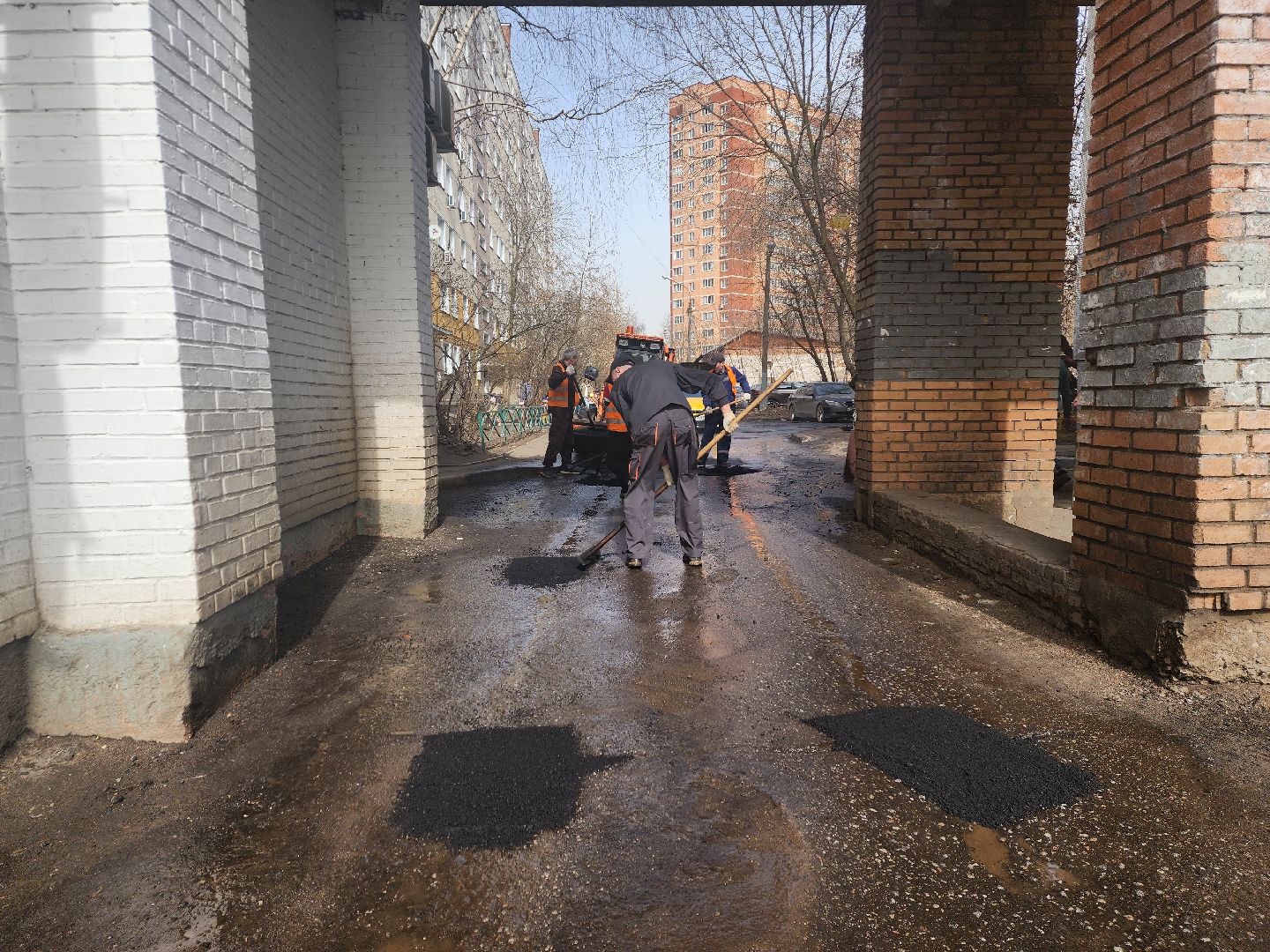 пушкино, ямочный ремонт, благоустойство, дворовая территория,