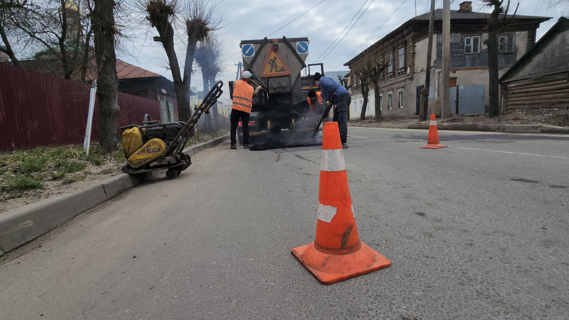 серпухов, улица карла маркса, ремонт дороги, комбинат благоустройства, асфальт,