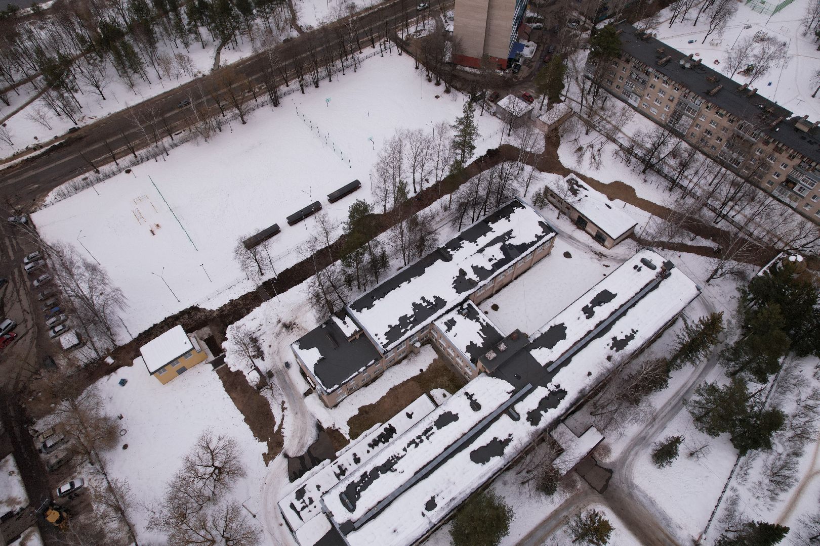 видео с коптера, стадион, спорт, дубна,