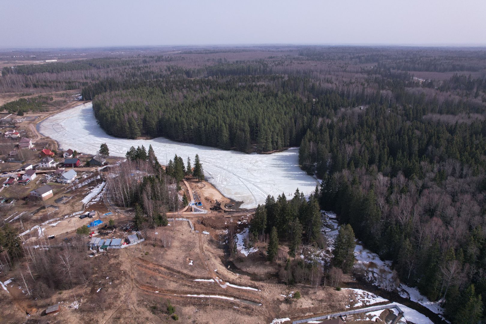 видео с коптера, плотина, благоустройство,